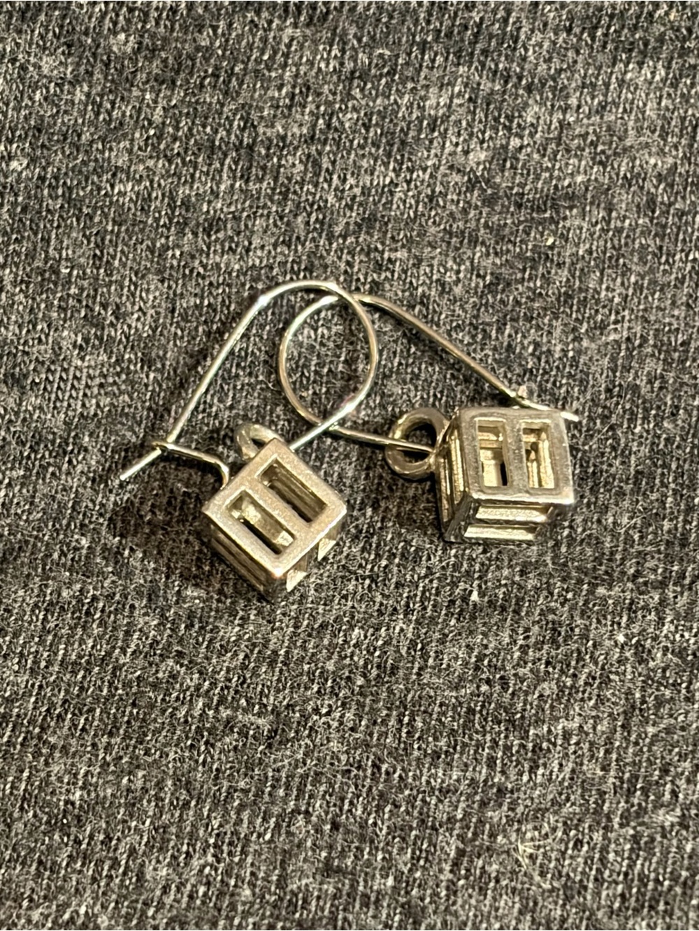 Fashion Silver Cube Dangle Earrings